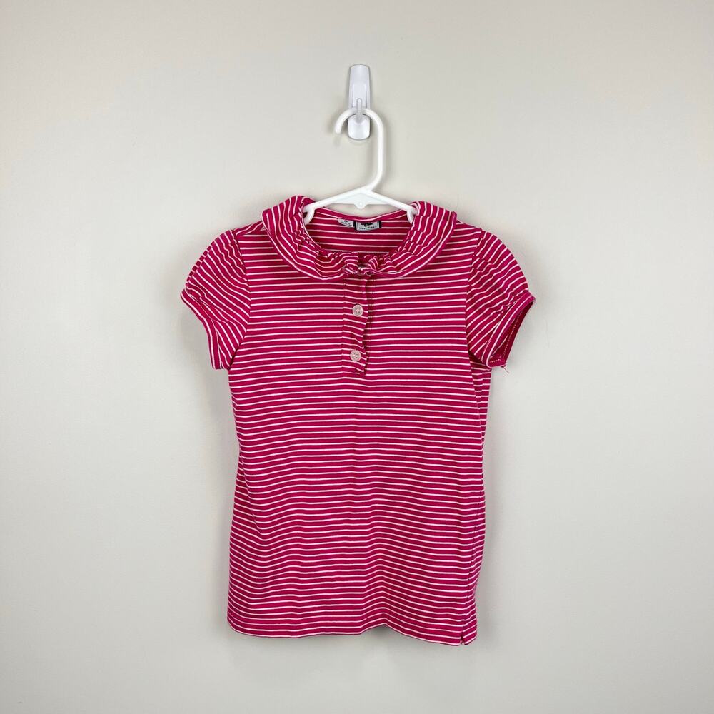Busy Bees Eliza Ruffle Polo Pink Stripes 8